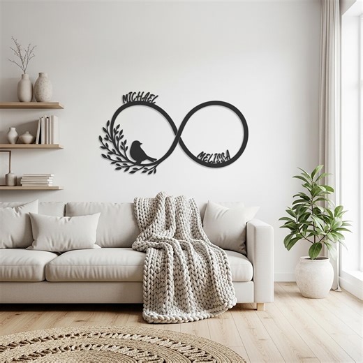 Custom Infinity Metal Sign With Two Names, Personalized Romantic Wall Art, Couple Name Metal Decor, Anniversary Gift for Home & Bedroom - Etsy