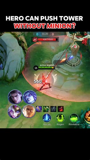 hero can push tower without minion✅️moba game #mobilelegends #mobalegends5v5 #molanatariqjameel