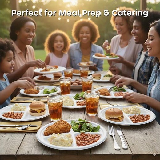 Eco-Friendly Dinner Plates | Biodegradable 3-Compartment Plates