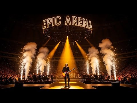 Epic Rock Arena Orchestral Rock Night Live Epic Rock Concert with Choir and Guitar Thunder