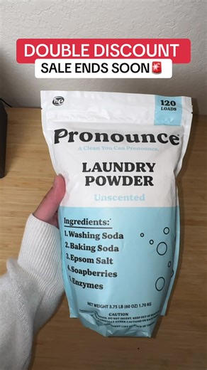 sale ends in 6 hours Pronounce Laundry Powder - 120 Loads - Safe for Families, Babies, Sensitive Skin/Eczema #tiktokshopholidayhaul #tiktokshopcreatorpicks #NewArrivalsSurge Disclaimer: Final price, shipping costs, coupons, and discounts may vary and are subject to change at any time. Always check the TikTok Shop listing for the latest details. Video posted on 01/03/2026