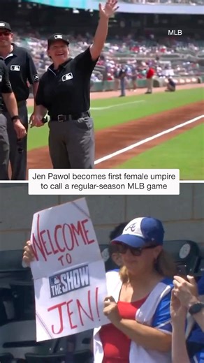 Jen Pawol is umpiring first base for Game 1 of the doubleheader between the Marlins & Braves | CBS Sports