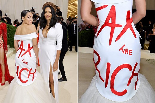 AOC wears 'tax the rich' dress at Met Gala 2021