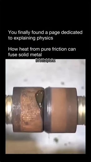Unfolded Physics on Instagram: "Friction welding works by turning motion into heat — literally. When two metal surfaces are pressed together and one is rotated at high speed, the friction at their interface generates intense thermal energy. This heat softens the metals (but doesn’t fully melt them), while the constant pressure forces their atoms to diffuse into each other. As rotation stops and pressure increases, the softened layers bond into a single, solid piece. Because the metals never reac