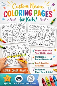Personalized Coloring Pages for Kids | Custom Name Printable Activity | Toddler & Preschool Learning Fun - Etsy Canada