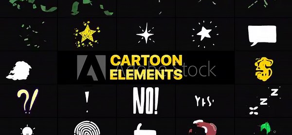 Cartoon Elements Motion Grapihcs Pack is the cool looking motion graphics pack that contains collection of funky hand drawn overlays in 4k resolution with alpha channel. Stock Video