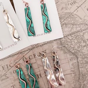 Hammered Metal Bar Earrings/dangle and Drop Earrings/minimalist Jewelry/rectangle Earrings/everyday Jewelry/mixed Metal Earrings/gift Choice - Etsy