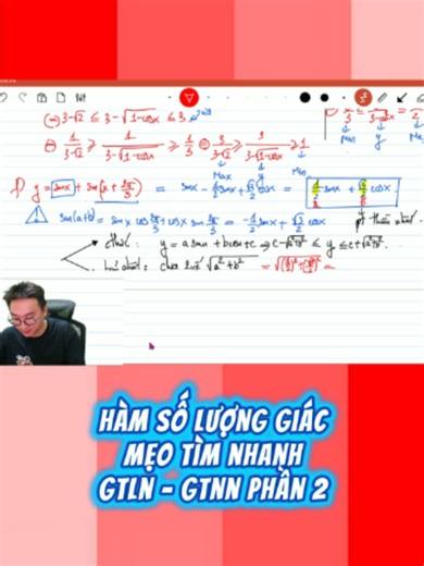 Mẹo tìm nhanh GTLN-GTNN hàm số lượng giác P2 || Toán 11 #toanthaygiang #thaytruonggiang #learnontiktok #hoccungtiktok Đky khóa online-offline toán 10-11-12 i.b thầy nghen.
