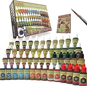 The Army Painter Miniature Painting Kit with Wargamer Regiment Miniatures Paint Brush Set for Figures, 50 Nontoxic Model Paints - Mega Paint Set of 3