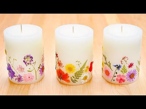 DIY Pressed Flower Candles | How to Make Dried Flower Candles