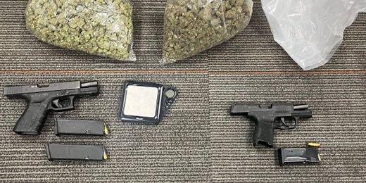 Trio free on bond day after arrest for allegedly driving stolen car, found with guns & drugs