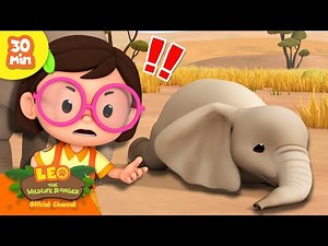 BABY ELEPHANT TRIPPED AND FELL?! 🐘 | Giant Animals | Leo the Wildlife Ranger | Kids Cartoon