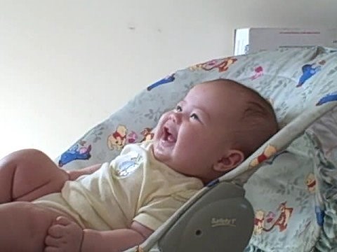4-month-old baby Audrey chuckling and laughing hard