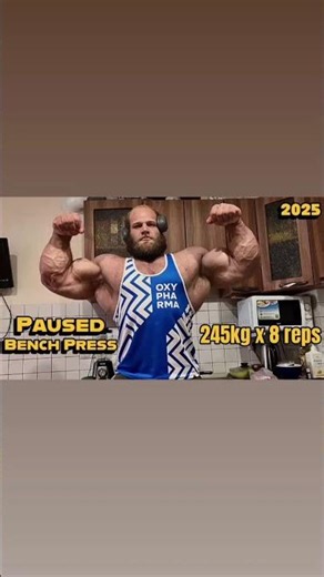 Paused Bench Press 245kg x 8 reps - Andrey Smaev