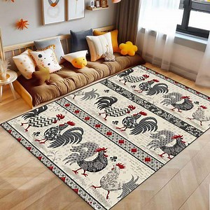 Rustic Area Rug|rooster Runner|rooster Non Slip Carpet|rooster Floor Art|machine Washable Carpet|living Room Rug|vintage Rooster Printed Rug - Etsy