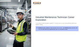 Industrial Maintenance Technician Career Exploration 101 Grades 4-12 PPTX Lesson