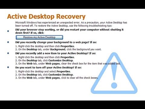 XP will not Restore my Active Desktop