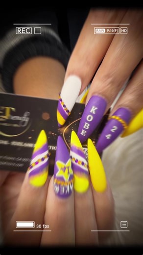 Kobe 24 Basketball Nails: Bold Lakers Designs