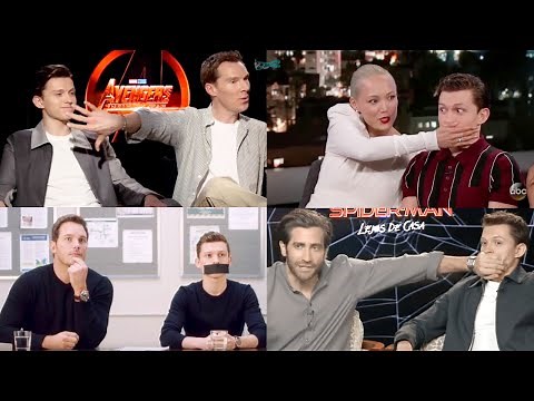 Marvel Cast Babysitting & Monitoring Tom Holland During Marvel Interviews