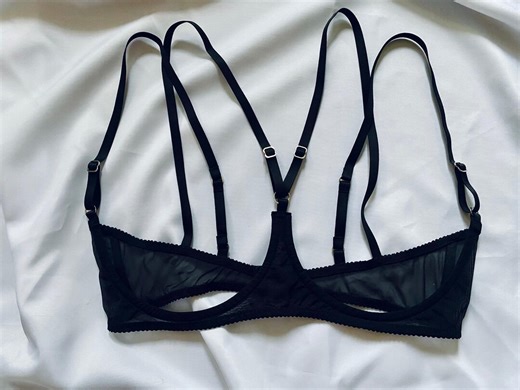 Open Cupless Bra for Big and Small Breast, Shelf Bra Open Half Cup Bra, Black Sheer Bra, Open Cupless Bra for Large Breast - Etsy