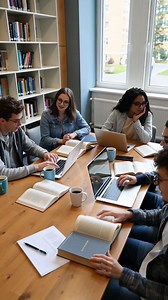 Students Studying and Collaborating in a Library | Premium Stock Video Footage