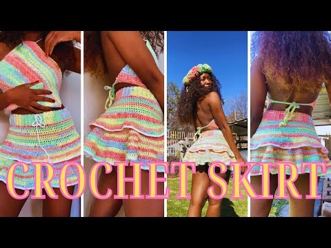 Easy Crochet ruffle layered Skirt Tutorial