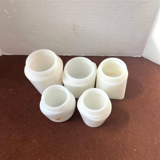 Set of 5 Vintage Milk Glass Cosmetic Jars, Mid-century Vanity Decor - Etsy