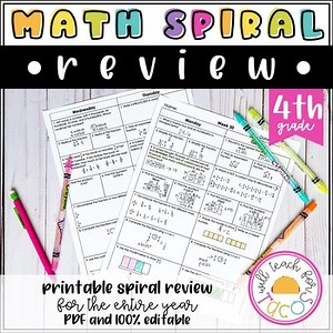4th Grade Math Spiral Review: Daily Printable Morning Work, Warm ups, Homework
