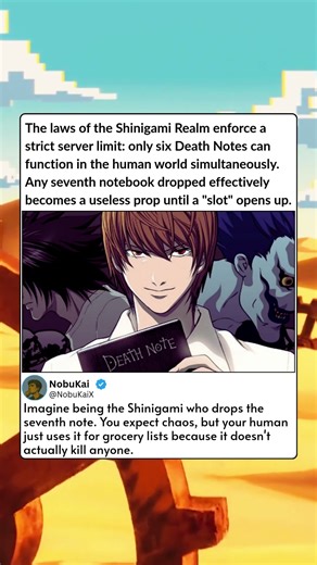 The laws of the Shinigami Realm enforce a strict server limit only six Death Notes can function in t