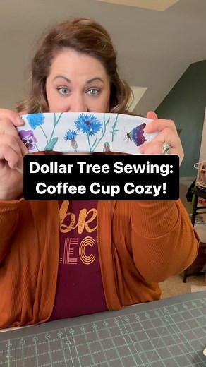 Here is a $0.93 cup cozy made entirely from @dollartree materials! You can make 4 of these from each placemat! Sewing doesn’t have to be expensive - it just needs to be FUN! 🤩 #dollartreehacks #dollartreecrafts #budgetsewing #sewingtutorial #cupcozy #coffeecozy #sewingdiy | She Sews Seams