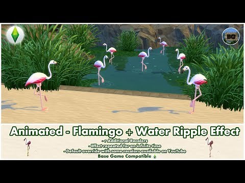 Bakies The Sims 4 Custom Content: Animated - Flamingo + Water Ripple Effect