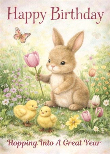 Printable Kids Birthday Card | Whimsical Bunny Digital Download | Springtime Birthday for Preschoolers - Etsy