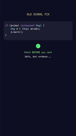 instanceof Trick - Stop Getting ClassCastException - Do This #java #shorts