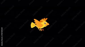 Yellow Bird Flying in The Skye 2D Animation On Alpha Channel