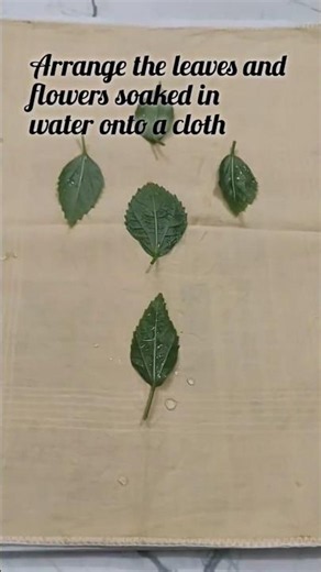 DIY Printing real leaves and flowers on fabric. #shorts #artsandcrafts #naturalart