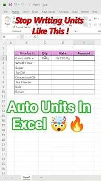 Data entry tutorial for beginners : Auto Add Units After Numbers #excel #dataentry #viral
