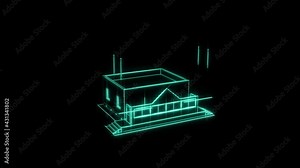 Home construction. Build structure. Time-lapse 3d animation showing a process of building the house.