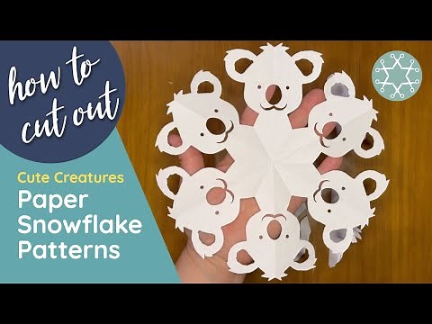 Cute Creatures Paper Snowflake Patterns - Step by Step Guide to cutting the paper snowflake patterns