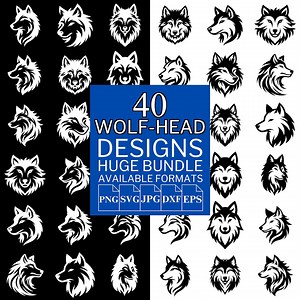 Wolf Head SVG Bundle: Vector Clipart for Cricut & Silhouette (5 Formats) - Etsy