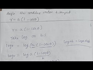 Angle Between Radius Vector & Tangent:Solution | r = a (1 - cos θ) | r = a (1 - cos theta) |BMATE101