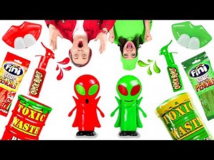 EATING ONLY ONE COLOR FOOD FOR 24 HOURS || Red VS Green Food Challenge! Mukbang by 123 GO! FOOD