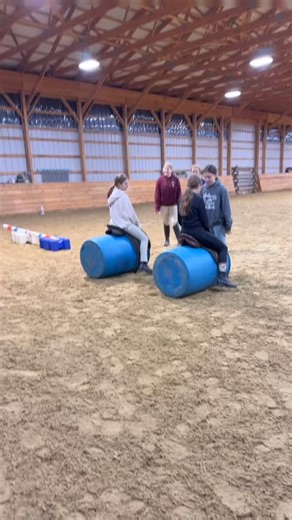 Our A.E.C program learning about balance and how there body effects the horse! They learned a handful of different exercises to help them stretch and loosen there body’s so they can be more effective in the saddle! It’s not just the horse that needs to be warmed up! | New Beginnings Stables