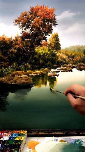 91K views · 10K reactions | This oil painting captures a tranquil...