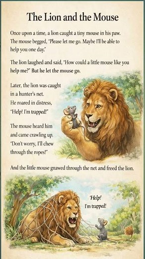 The Lion and the Mouse Story | Short Moral Story in English | Kids Learning Story