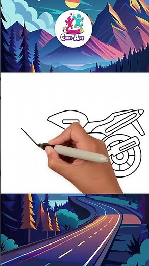 🏍️ Learn to Draw a Motorcycle ✏️ #shorts #howtodraw #motercycle