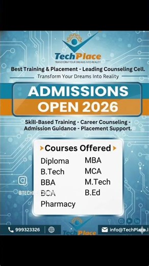​Transform Your Dreams Into Reality with TechPlace! 🎓​Admissions are officially OPEN for 2026!