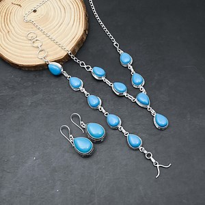 Sleeping Beauty Turquoise Necklace & Bracelet Set, Handmade 925 Sterling Silver Jewelry Necklace Bracelet Earring Set, Turquoise Necklace - Etsy