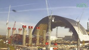6.6K views · 166 reactions | New Safe Confinement - NSC - Chernobyl - Timelapse 2013 - 2016 0:16 (2013.11) Old ventilation stack removal 0:38 (2014.04) First skidding 1:03 [2014.04) Second half - first lift 1:33 (2014.10) Second half - third lift 1:44 (2014.11) Merging two halves (second skidding) 3:51 (2016.09) LIfting the ventilation stack 4:07 (2016.11) Moving over the reactor (third skidding) | ChernobylX tours | Facebook