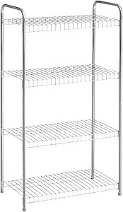 Rubbermaid 4-Tier Heavy Duty Wire Shelf, Satin Nickel, Easy Assemble with Hardware Included, for Food/Laundry/Closet Home Storage Use