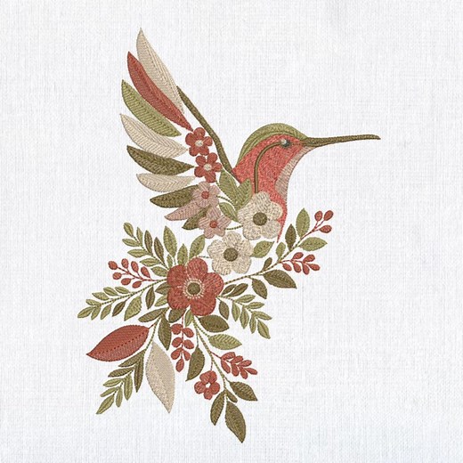 Floral Hummingbird Machine Embroidery Design: Boho Bird Flowers Pattern (instant Download, 6 Sizes) - Etsy